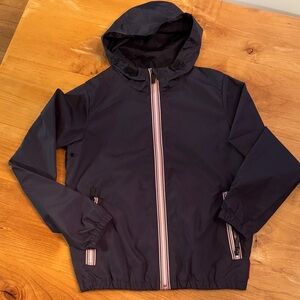 Hunter Kids Dark Blue Raincoat with Striped Accents